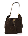 Suede Quilted Medium CHNL 25 Handbag Dark Brown