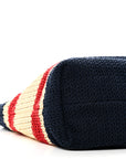 Raffia Crochet Stripe Tote Natural Blue