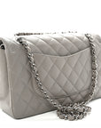Lambskin Quilted Medium Double Flap Grey