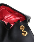 Calfskin Matelasse Medium GG Marmont Shoulder Bag Black White