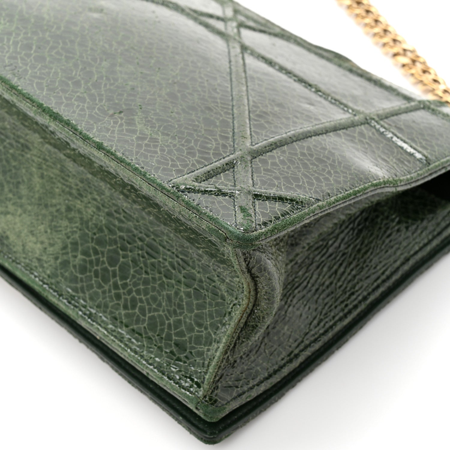 Ceramic Effect Deerskin Large D1ORama Flap Bag Malachite Green