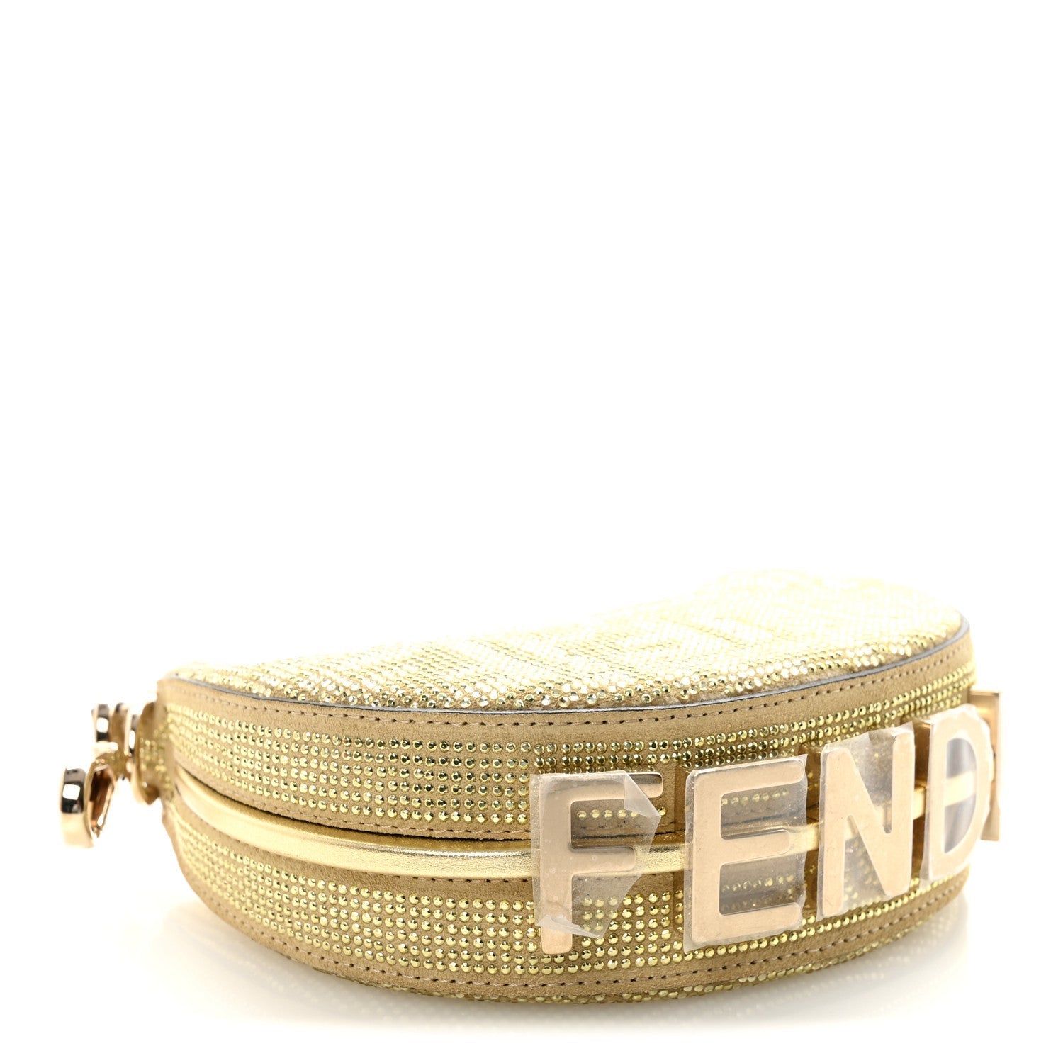 Crystal Vitello Laminato Suede FF Nano FNDIgraphy Hobo Charm Platino