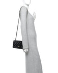 Lambskin Quilted Mini Rectangular Flap Black