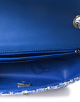 Tweed Quilted Mini Rectangular Flap Blue White