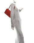 Caviar Quilted Medium Double Flap Red