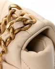 Goatskin Quilted Medium CHNL 19 Flap Light Beige