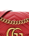 Calfskin Matelasse Mini GG Marmont Shoulder Bag Hibiscus Red