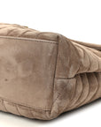 Suede Y Quilted Monogram Medium Loulou Chain Satchel Taupe