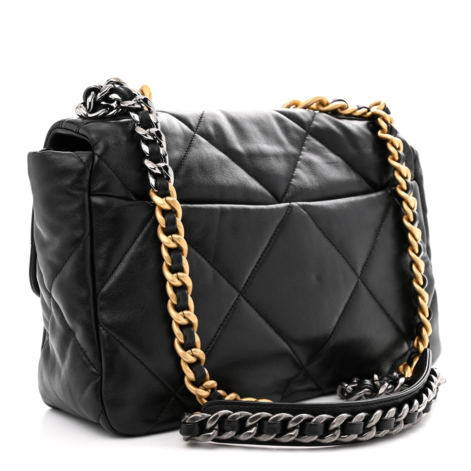 Lambskin Quilted Large CHNL 19 Flap Black