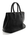 City Calf Hand Stitched Large Galleria Double Zip Tote Black