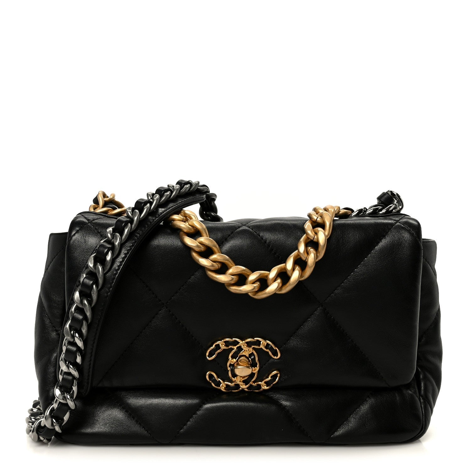 Lambskin Quilted Medium CHNL 19 Flap Black