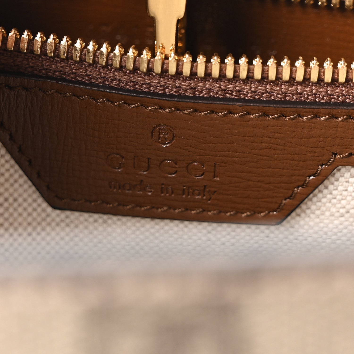 GG Supreme Monogram Textured Dollar Calfskin Medium Retro Interlocking G Vertical Tote Bag Beige Ebony Brown Sugar