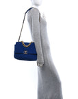 Tweed Quilted Large CHNL 19 Flap Blue
