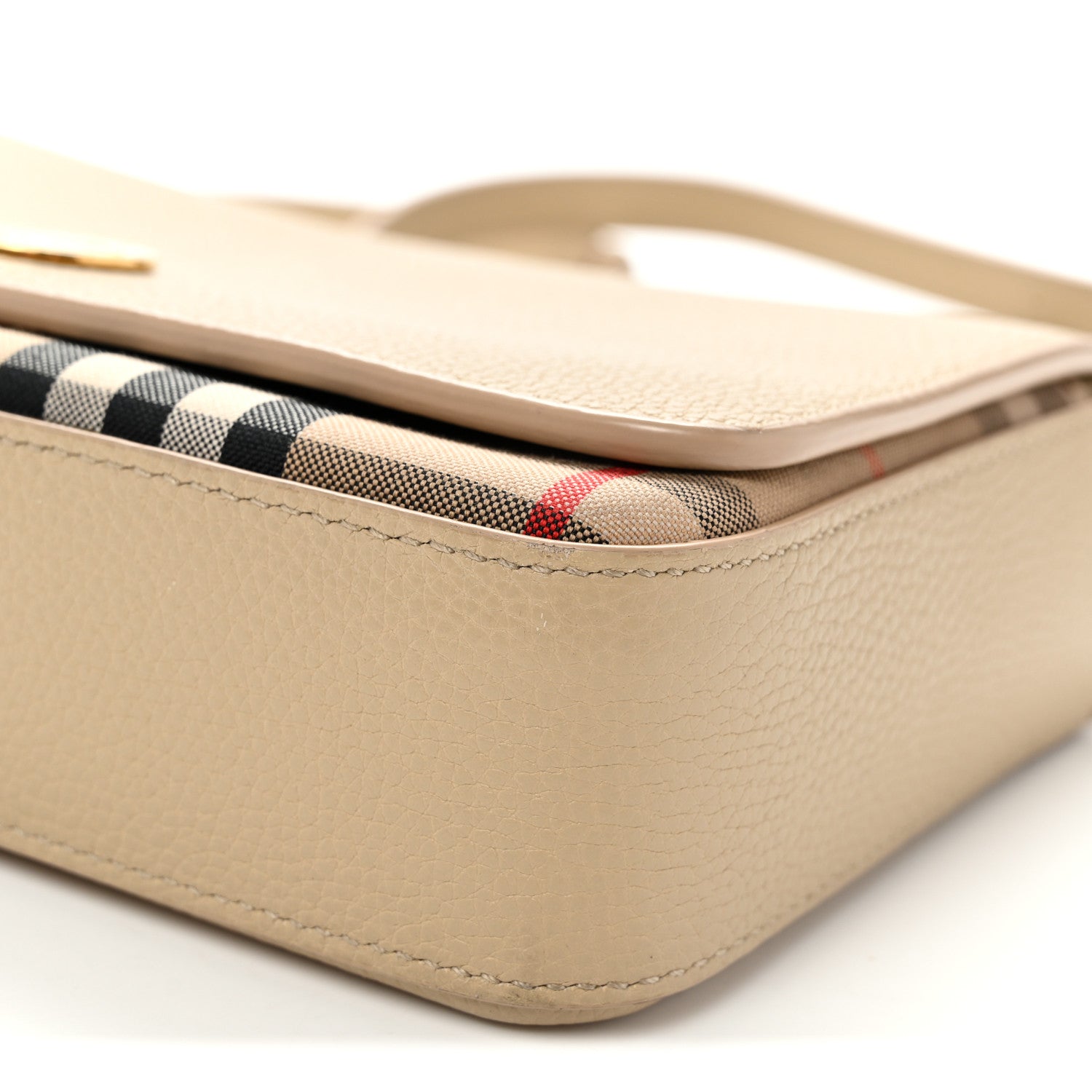 Grainy Calfskin Vintage Check Hampshire Crossbody Beige