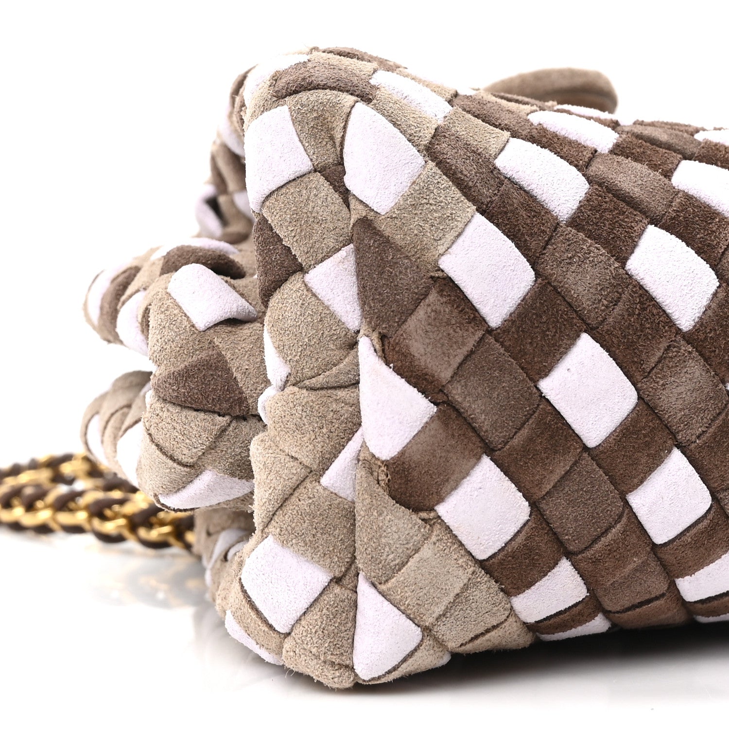 Suede Intrecciato Small The Lauren 1980 Clutch With Chain Praline Musk Washed Brownie