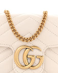 Calfskin Matelasse Super Mini GG Marmont Shoulder Bag White