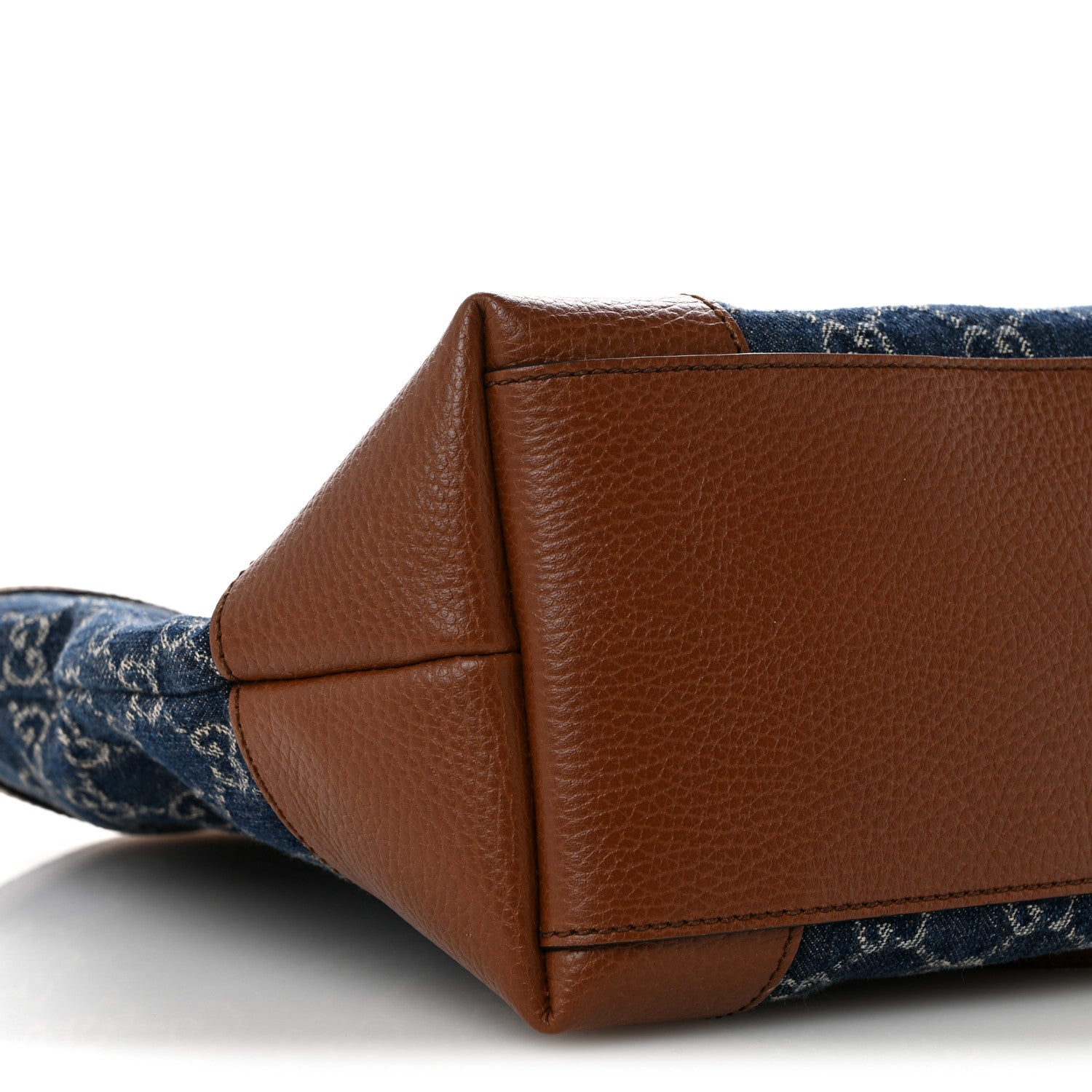 New Denim GG Monogram Medium Ophidia Shopping Tote Blue Tea Cuir