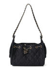 Denim Quilted Mini CHNL 25 Handbag Dark Blue