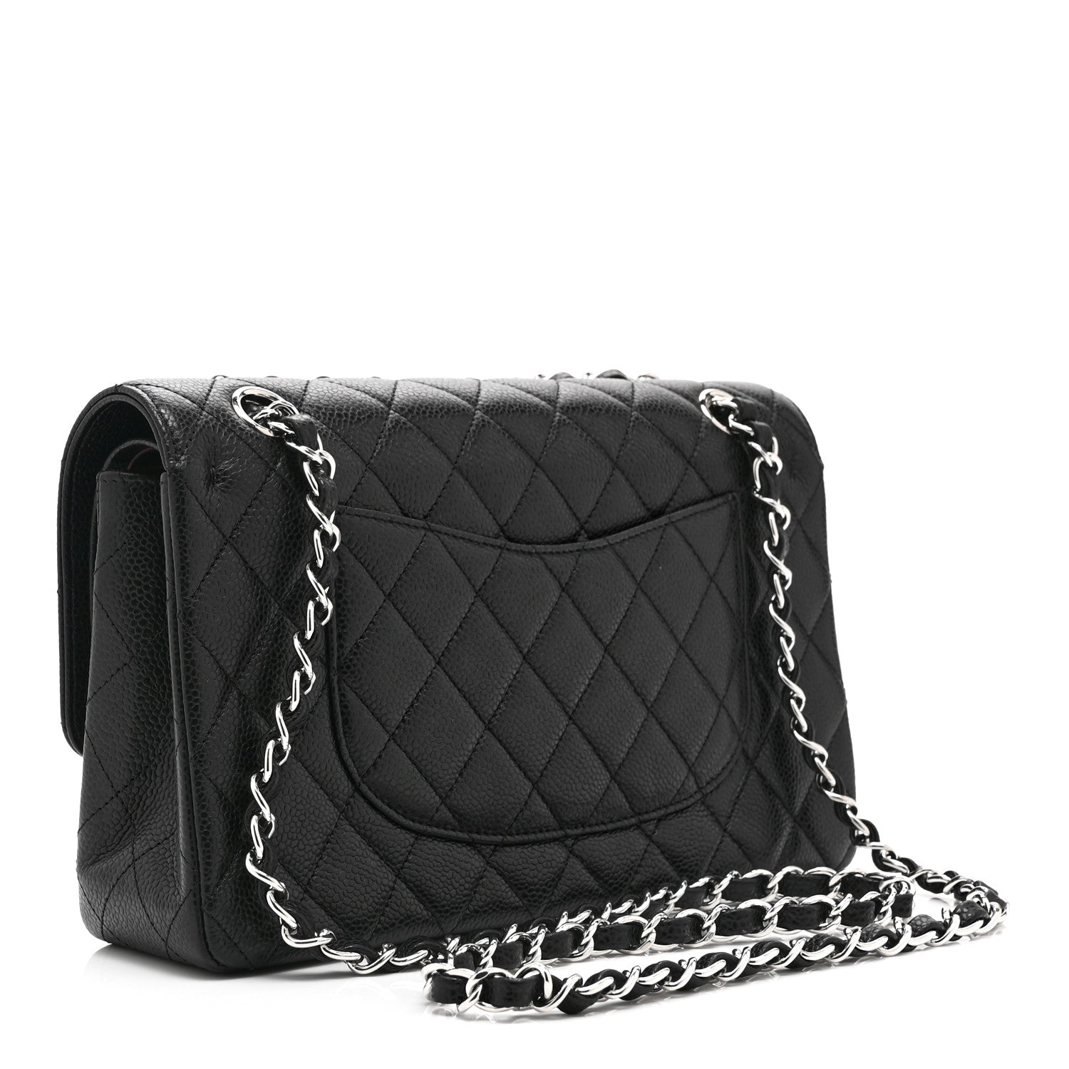 Caviar Quilted Medium Double Flap Black