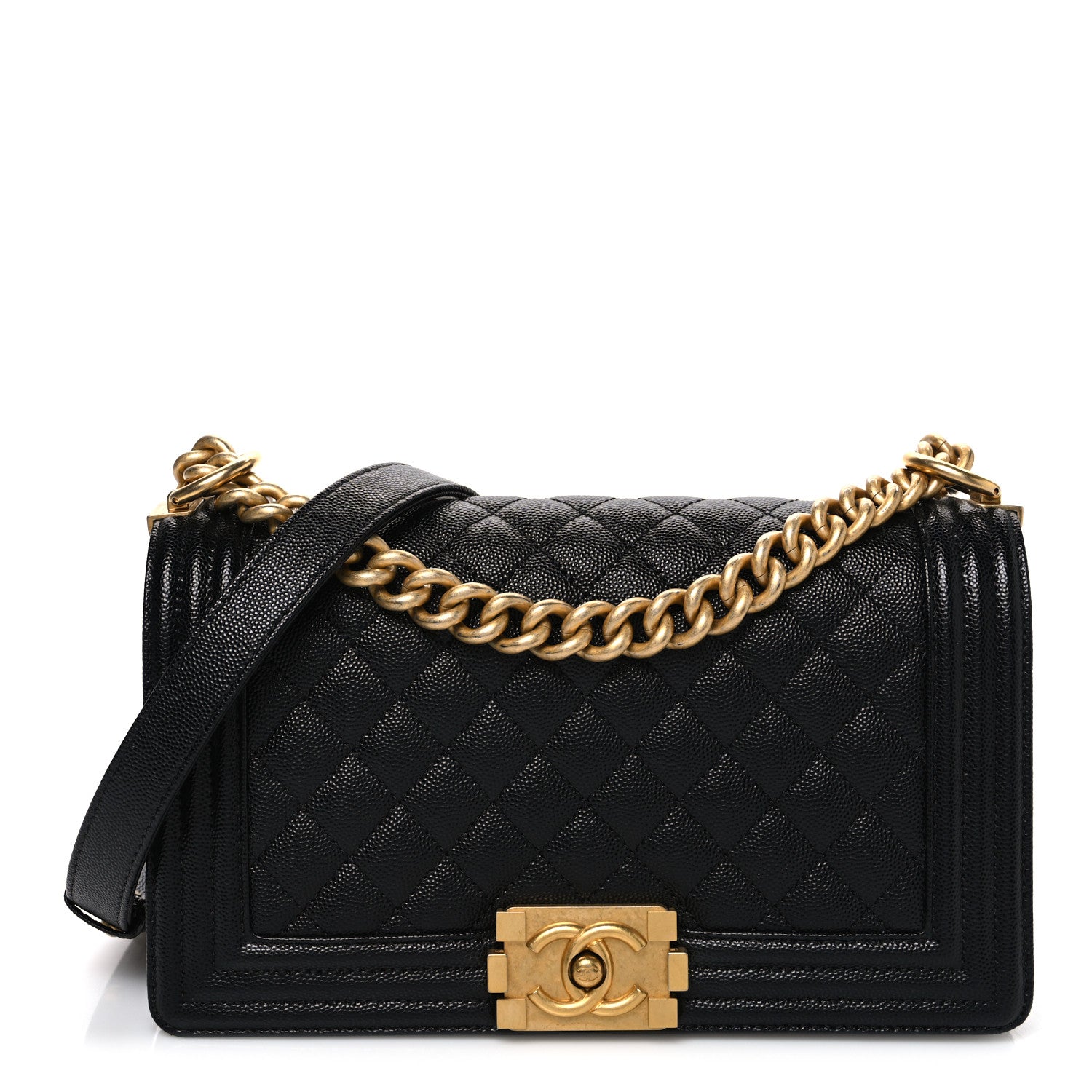 Caviar Quilted Medium Boy Flap Black