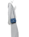 Denim CC Quilted Mini Square Flap Blue