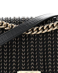Calfskin Braided Medium Boy Flap Black