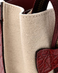Canvas Crocodile Embossed Bi-Color Mini Luggage Beige Red