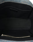 Washed Frayed Denim Logo Medium Hardware Tote Blue