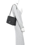 Caviar Quilted Jumbo Double Flap Black