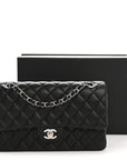 Lambskin Quilted Medium Double Flap Black