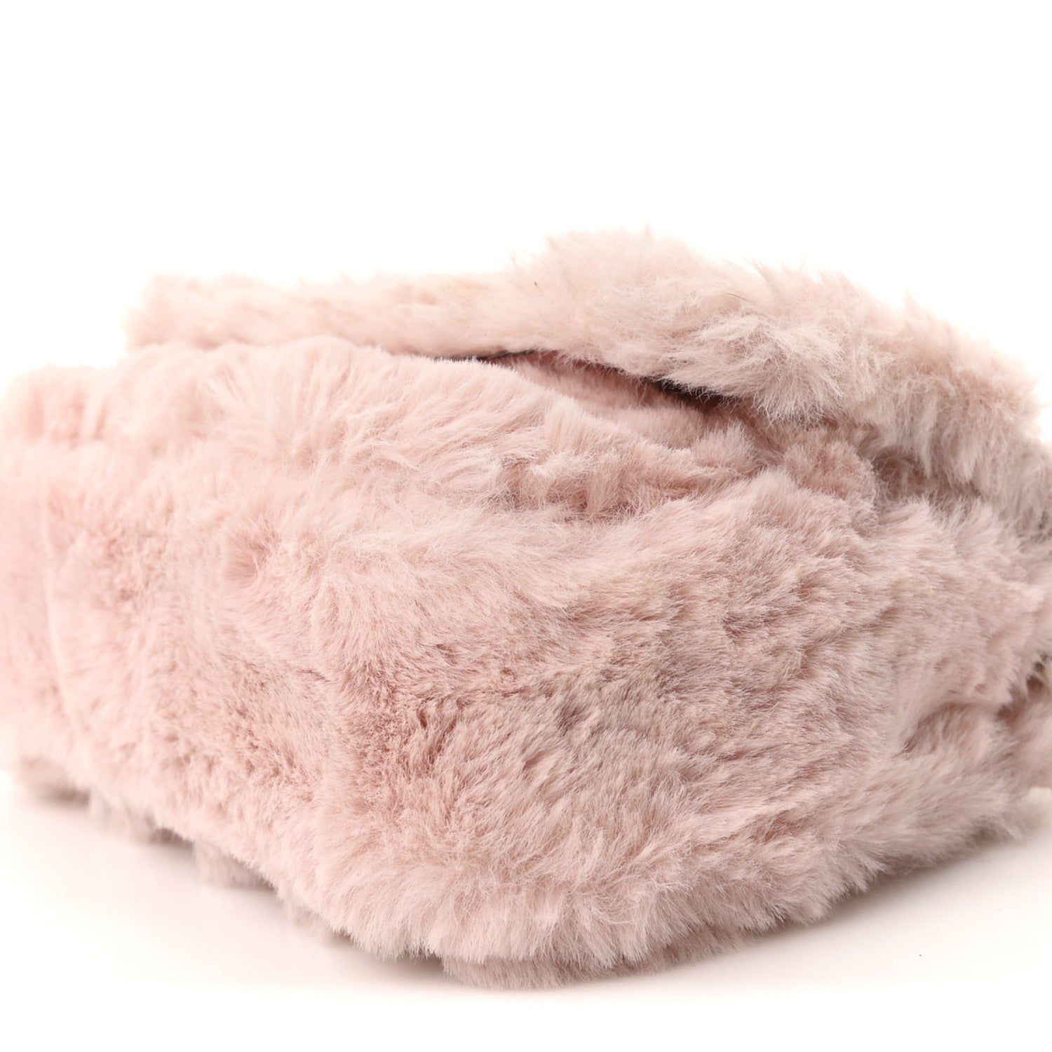 Faux Fur Quilted Virtus V Mini Chain Flap Shoulder Bag English Rose