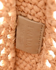 Yarn Raffia Effect Crochet Logo Embroidered Tote Bag Naturale