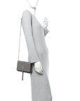 Calfskin Crocodile Embossed Kate Monogram Tassel Chain Wallet Fog