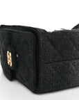 Washed Denim Quilted Mini CHNL 25 Handbag Black