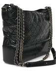Aged Calfskin Quilted Large Gabrielle Hobo  Black
