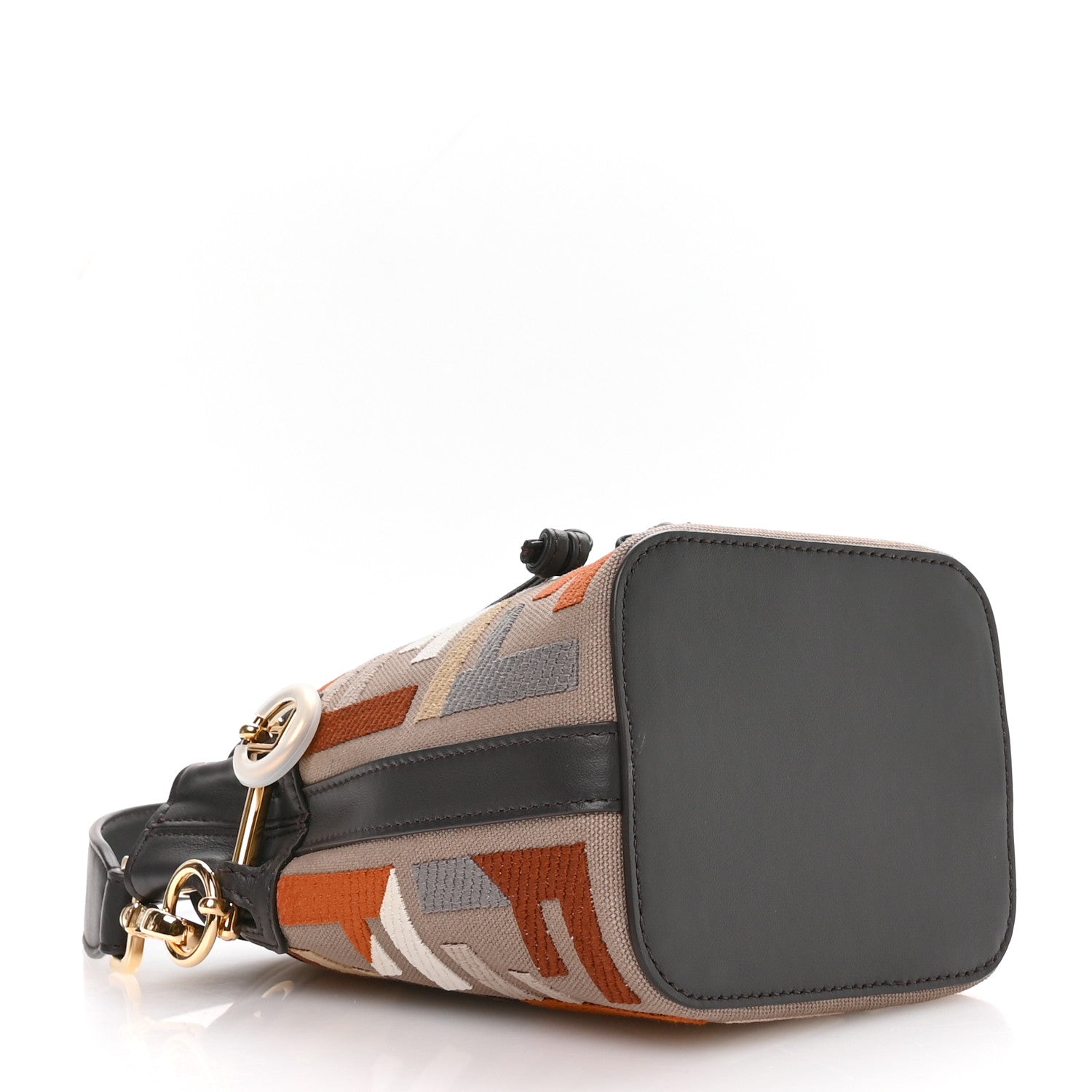 Kuban Canvas Vitello King F is FNDI FF Embroidered Mini Mon Tresor Bucket Bag Tartufo Ebano Multicolor