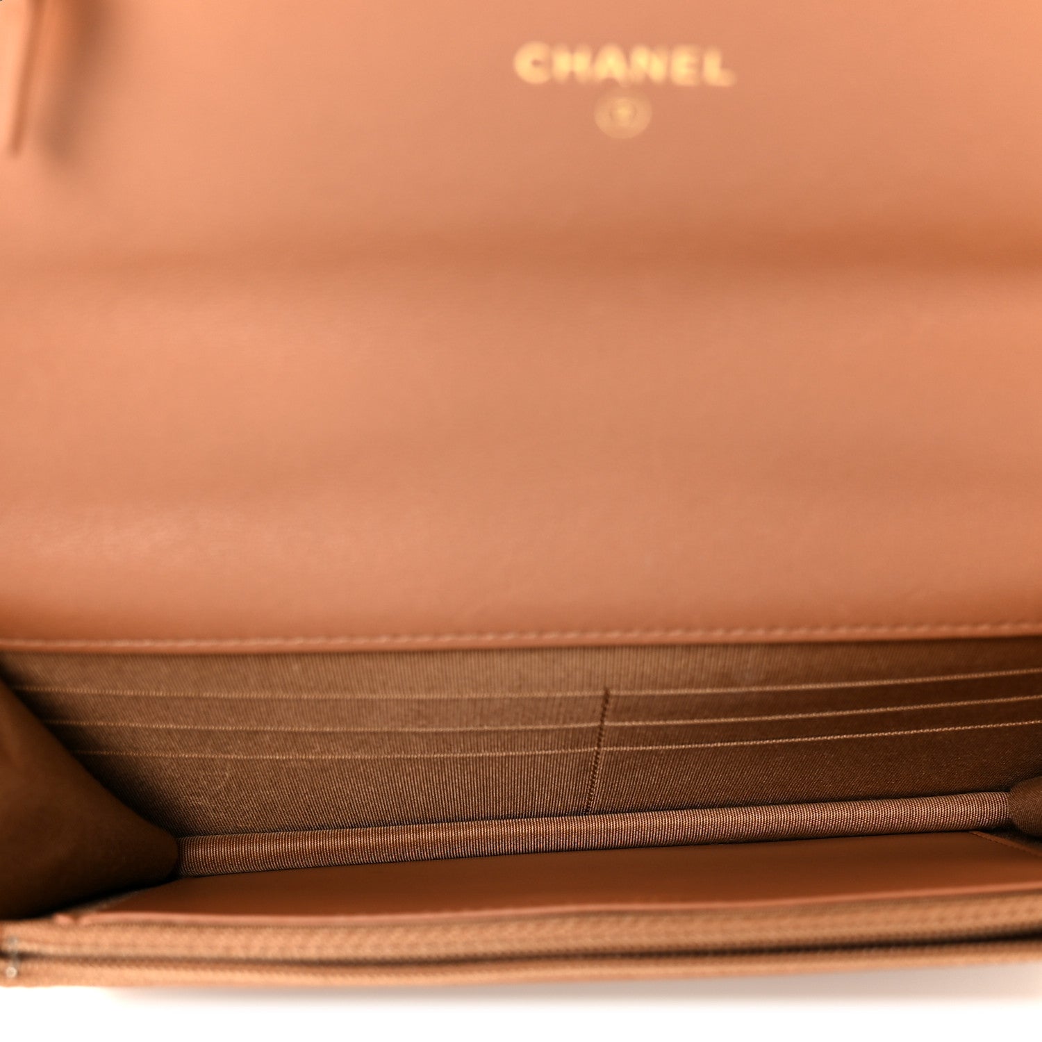 Lambskin Quilted CHNL 19 Wallet On Chain WOC Brown