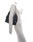 Braided Raffia Calfskin Small CHNL 25 Handbag Black White
