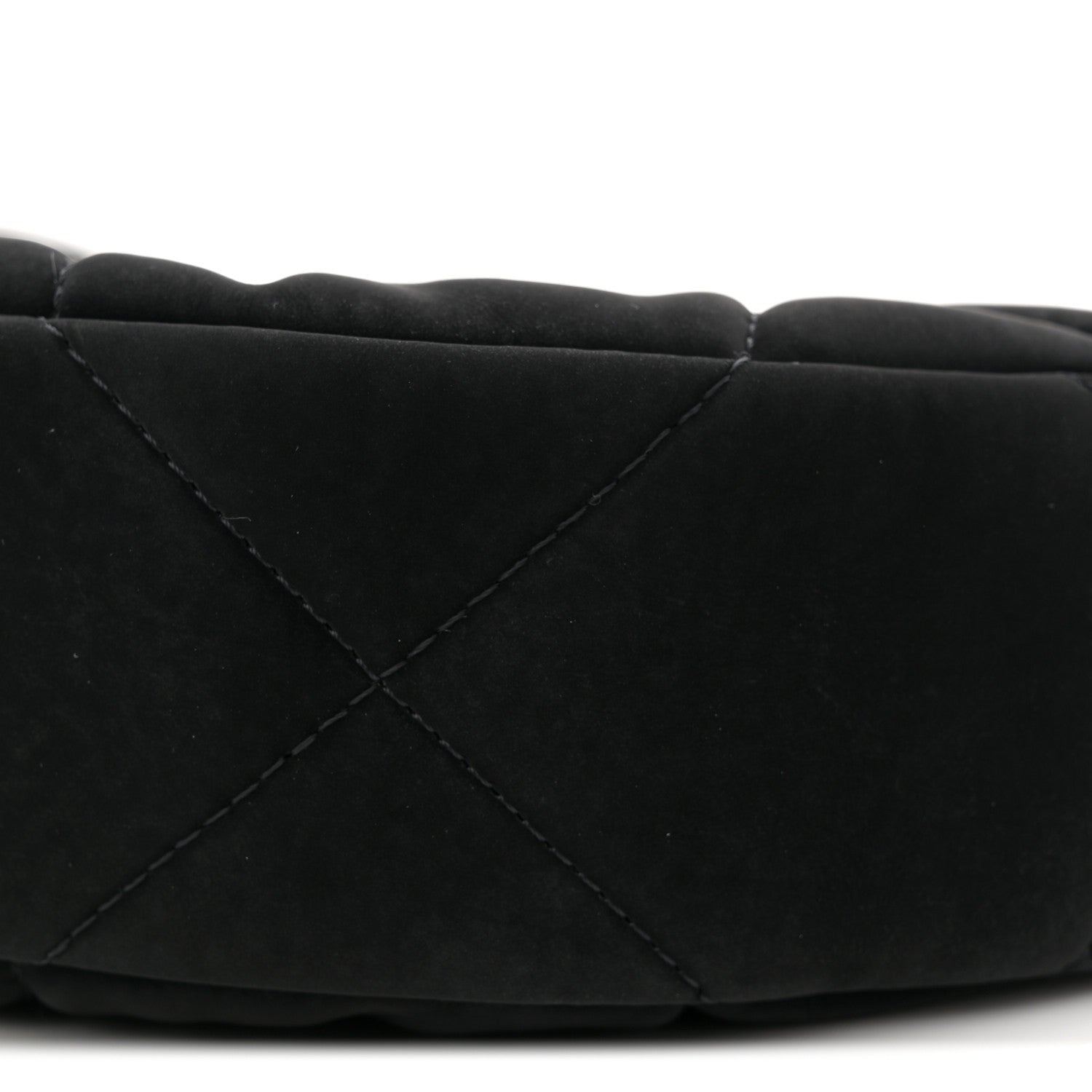 Velvet Effect Nylon Shiny Crumpled Calfskin Coco Neige Quilted Clutch With Chain Black