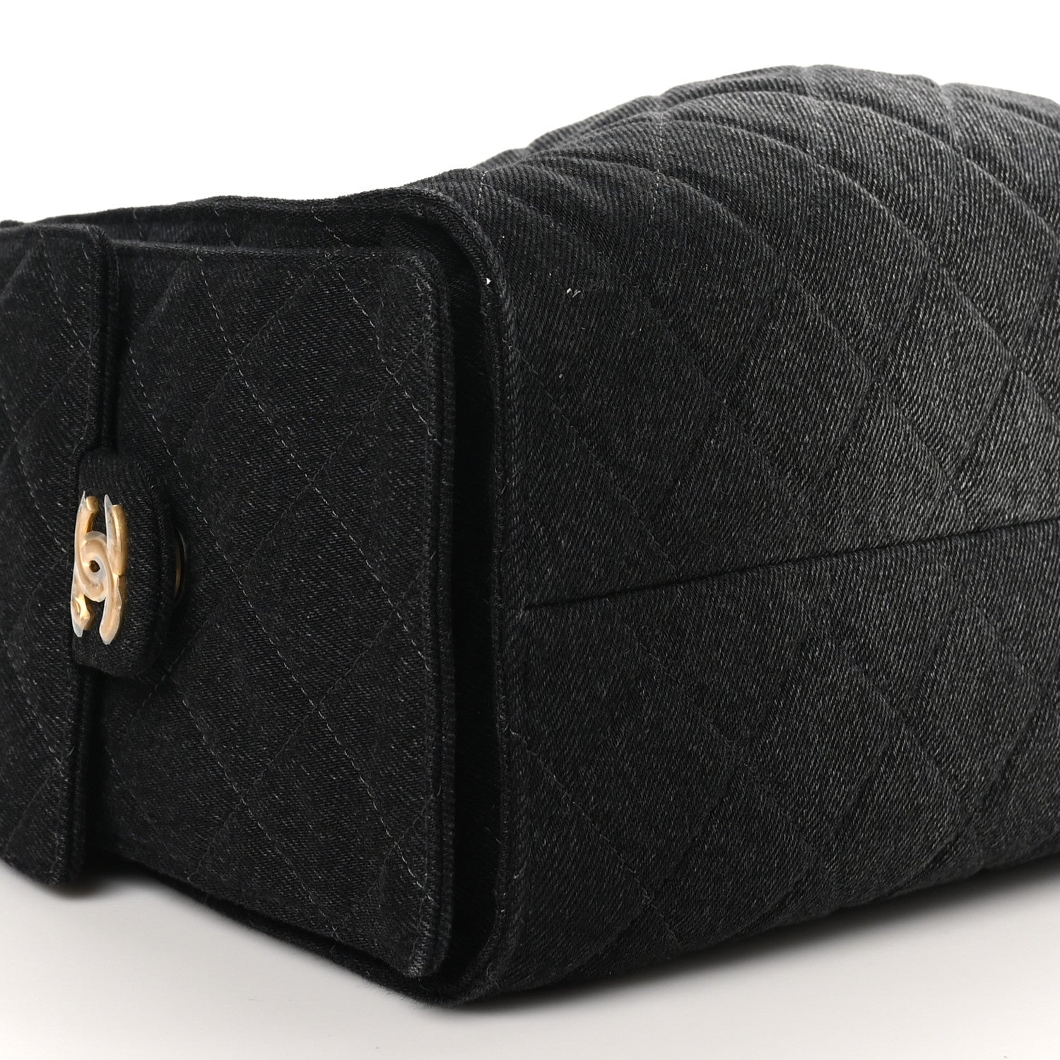 Washed Denim Quilted Small CHNL 25 Handbag Black