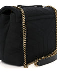 Fabric Y Quilted Monogram Small Loulou Chain Satchel Black
