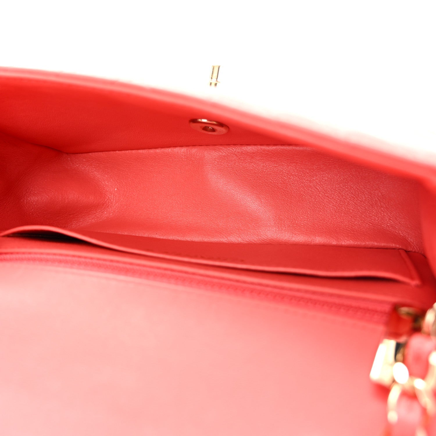 Lambskin Chevron Quilted Mini Rectangular Flap Coral