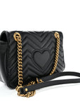 Calfskin Matelasse Small GG Marmont Shoulder Bag Black