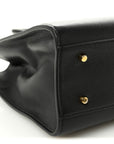 Grainy Calfskin Large Virtus Top Handle Tote Black