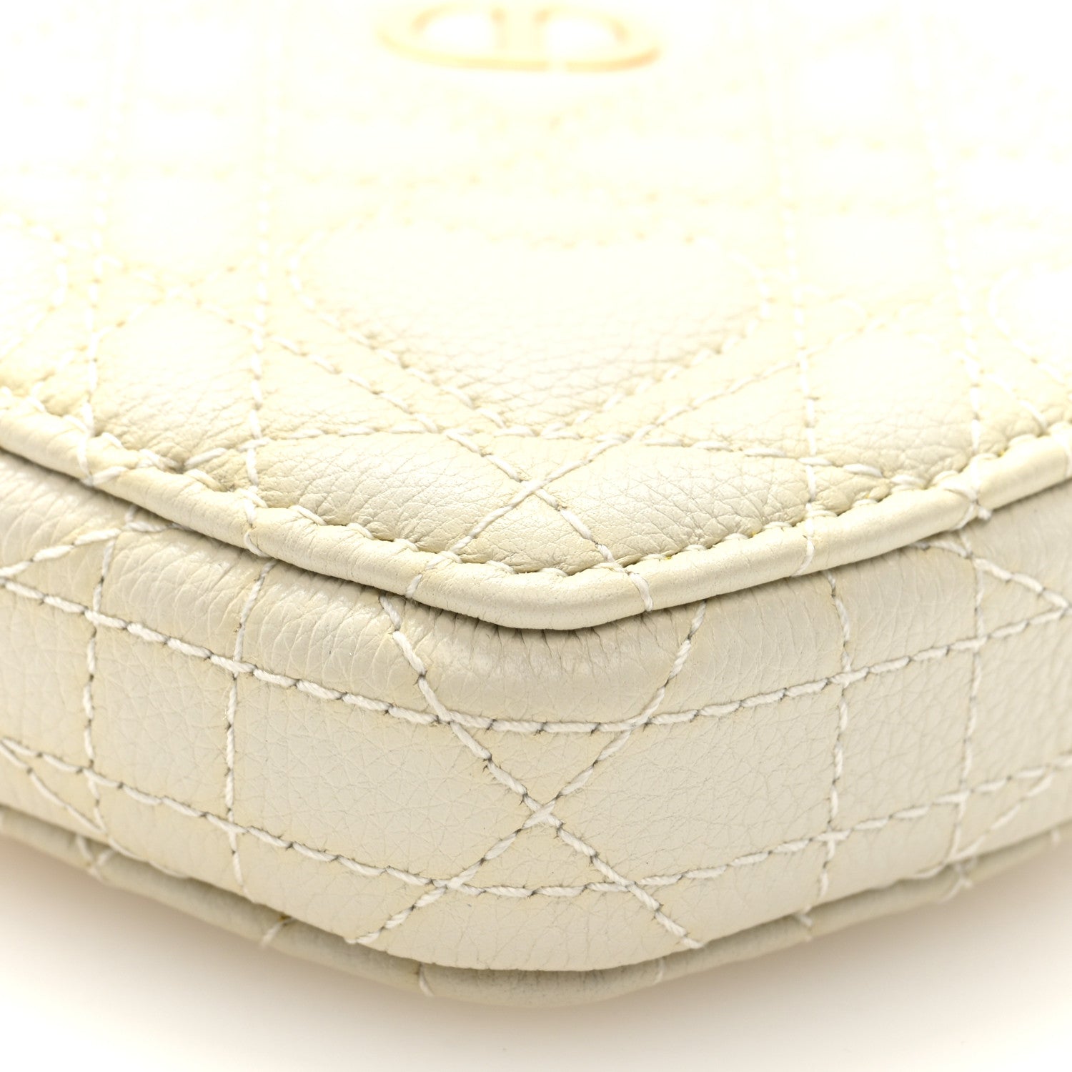 Calfskin Cannage D1ORamour Caro Heart Pouch With Chain White