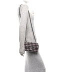 Wool Plaid Quilted Mini Rectangular Flap Pink Grey Multicolor