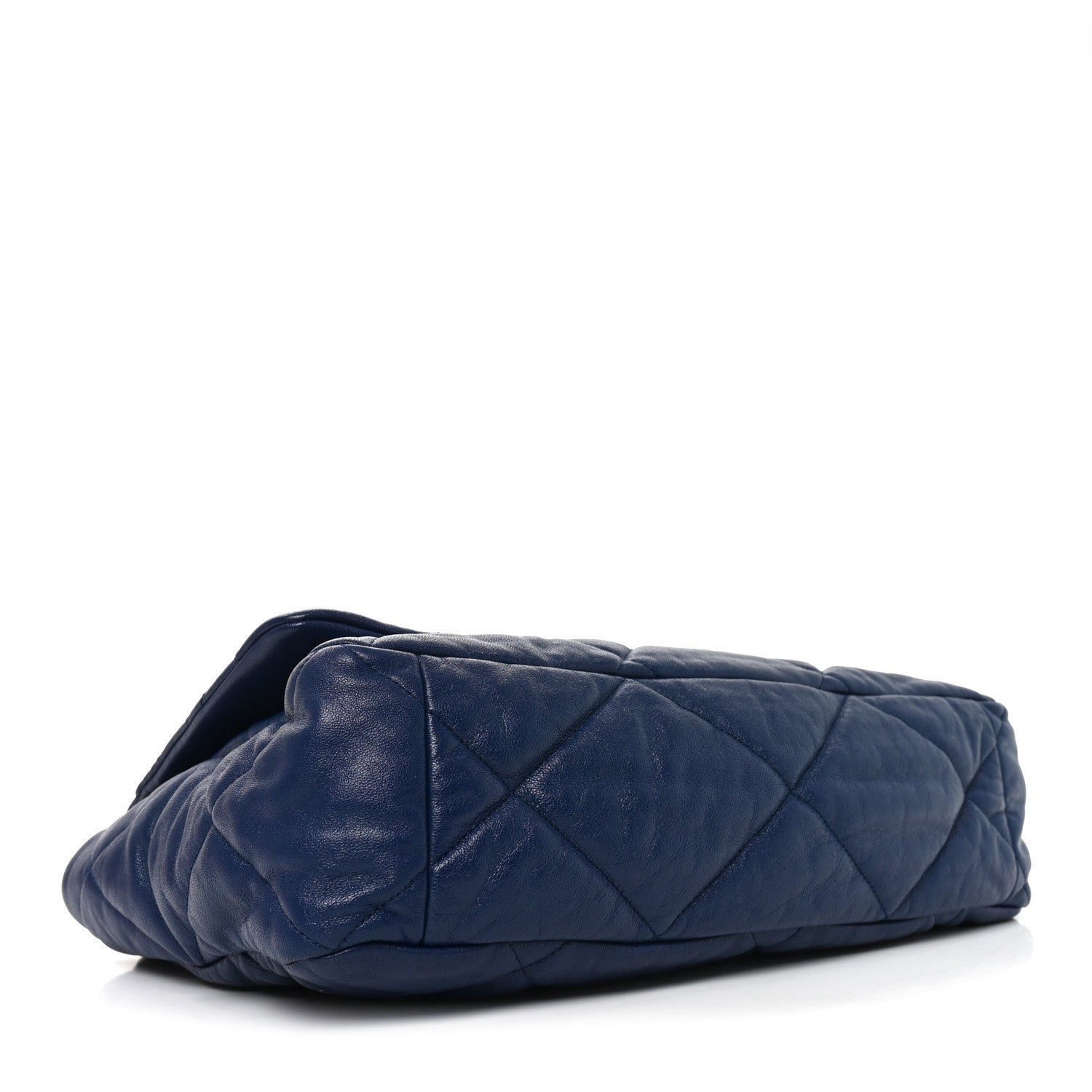 Goatskin Quilted Maxi CHNL 19 Flap Navy Blue