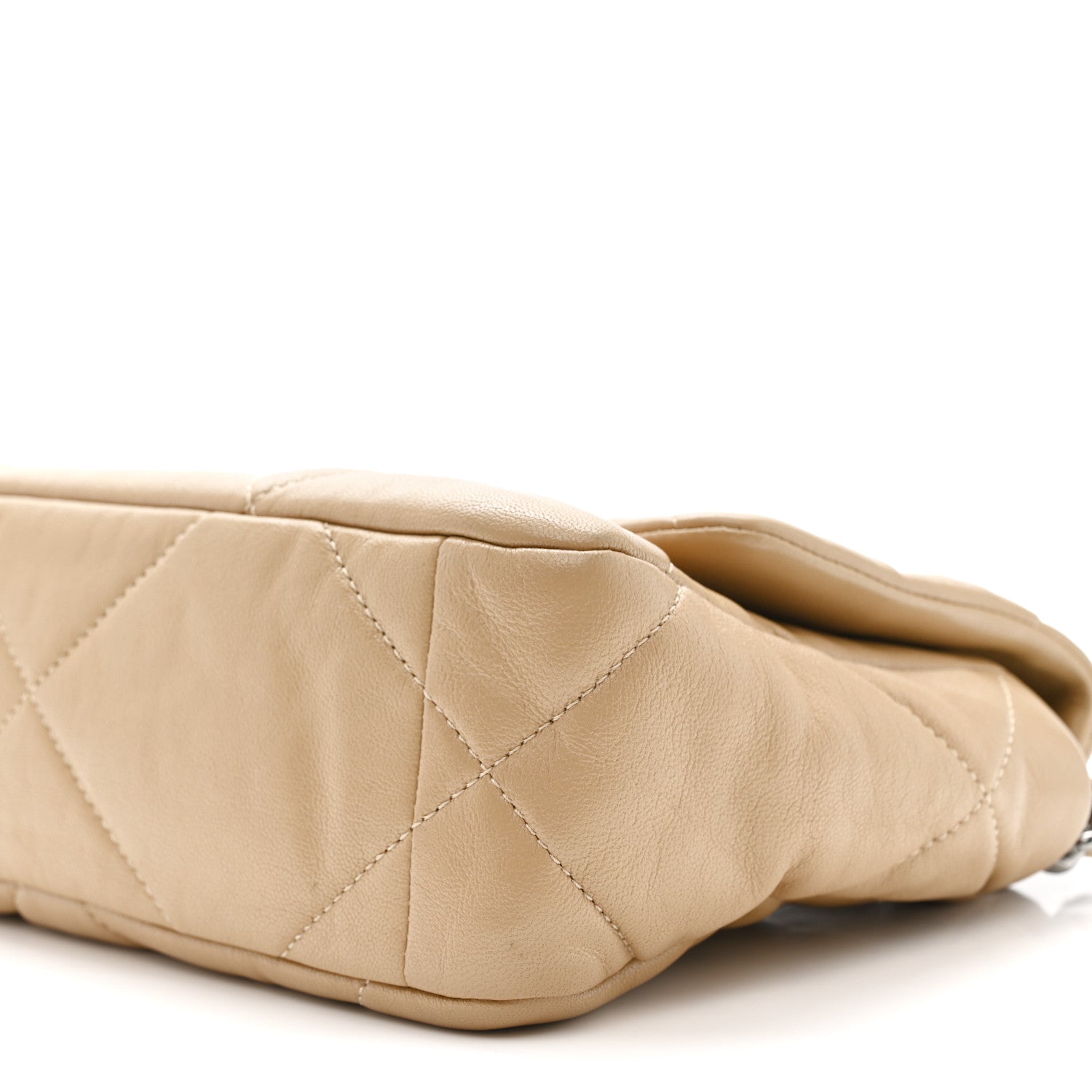 Goatskin Quilted Medium CHNL 19 Flap Dark Beige