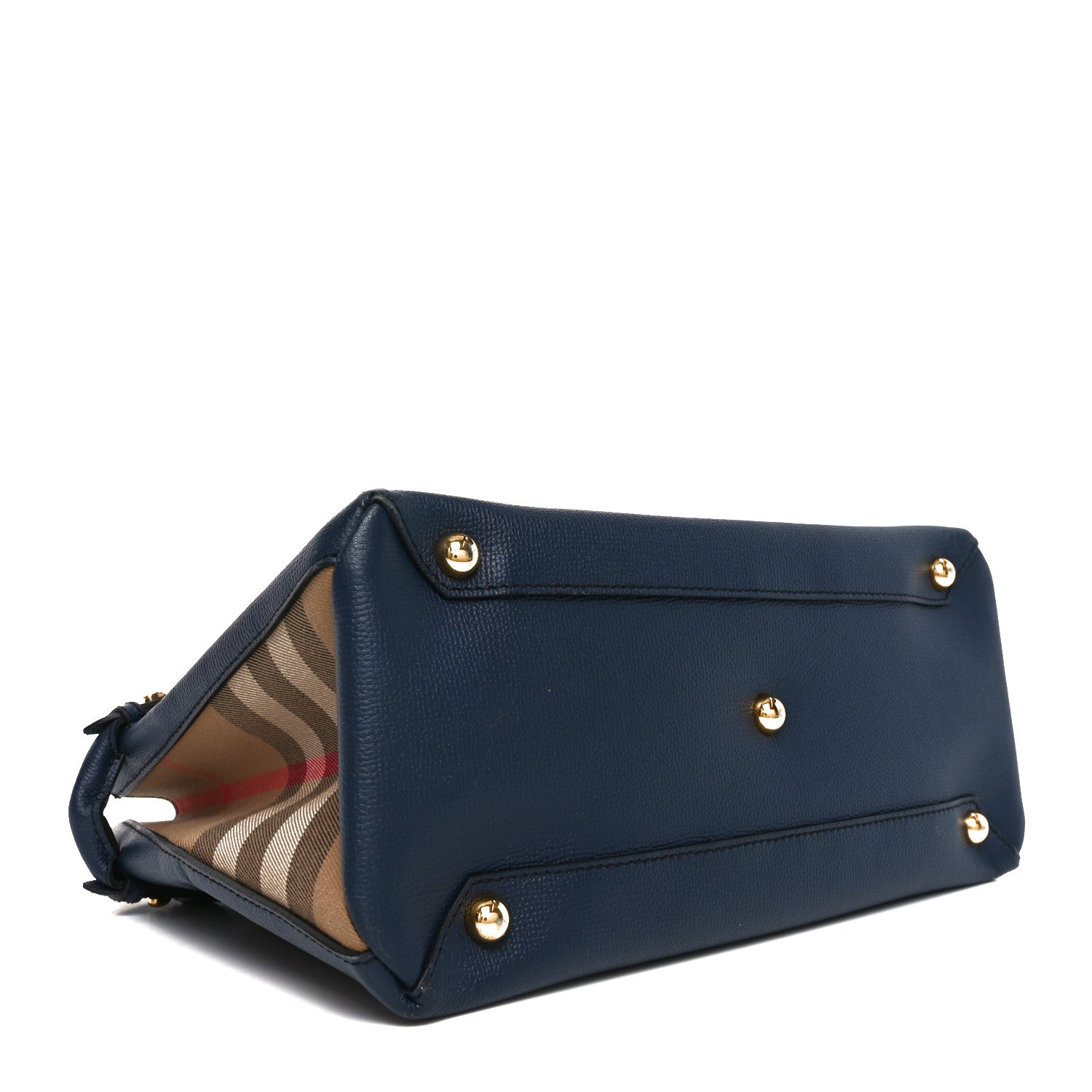 Derby Calfskin House Check Medium Banner Tote Ink Blue