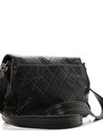 Lambskin Quilted Flap Shoulder Bag Black
